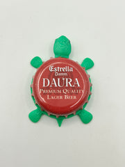 Estrella Damm Daura - Bottle Cap Magnet Turtle Shell Shocked Art