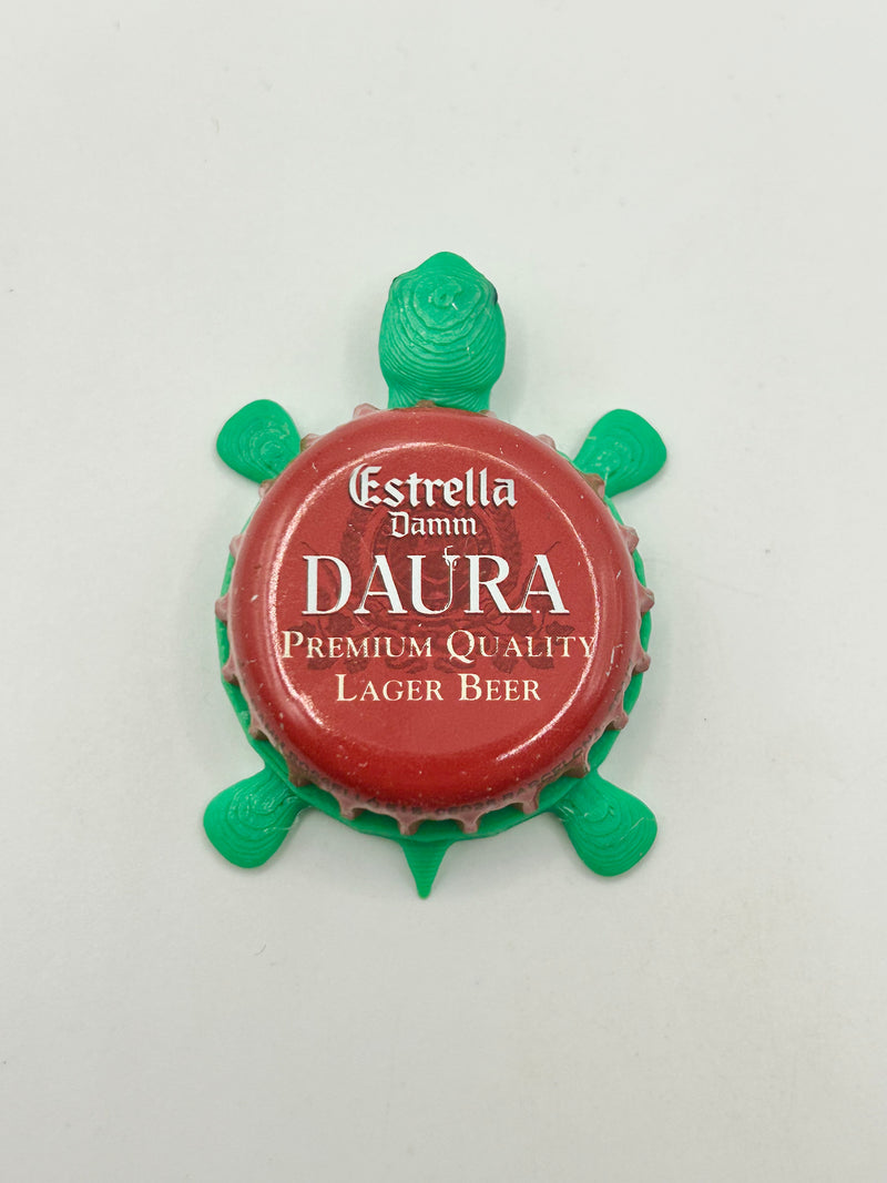 Estrella Damm Daura - Bottle Cap Magnet Turtle Shell Shocked Art