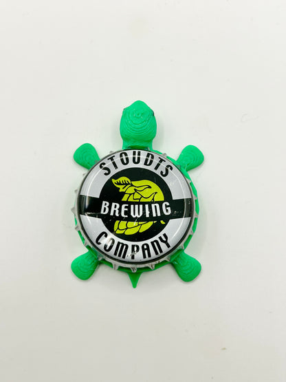 Stoudts Brewing - Bottle Cap Magnet Turtle Shell Shocked Art