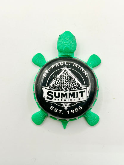 Summit Brewing (Black, Est. 1986)- Bottle Cap Magnet Turtle Shell Shocked Art