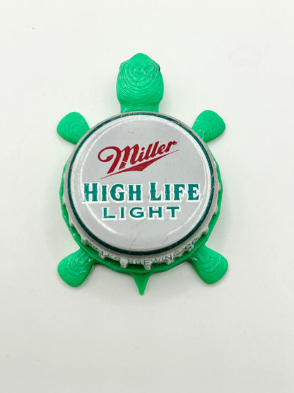 Miller High Life Light (Vintage) - Bottle Cap Magnet Turtle Shell Shocked Art