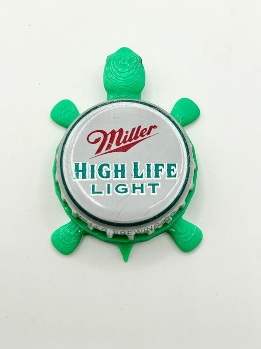 Miller High Life Light (Vintage) - Bottle Cap Magnet Turtle Shell Shocked Art