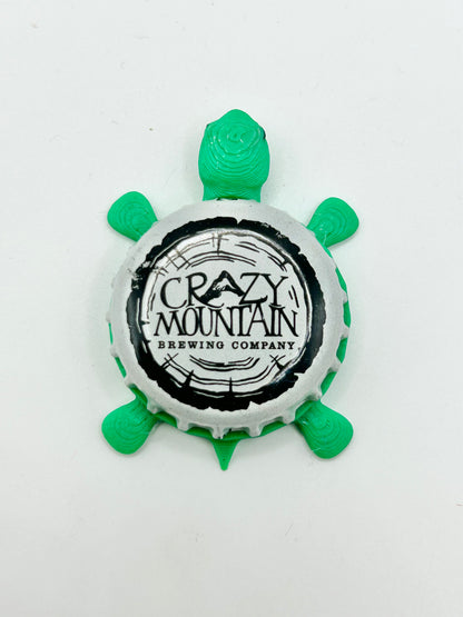 Crazy Mountain Brewing - Bottle Cap Magnet Turtle Shell Shocked Art