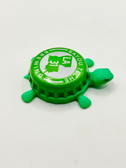 Bayou Teche Brewing- Bottle Cap Magnet Turtle Shell Shocked Art
