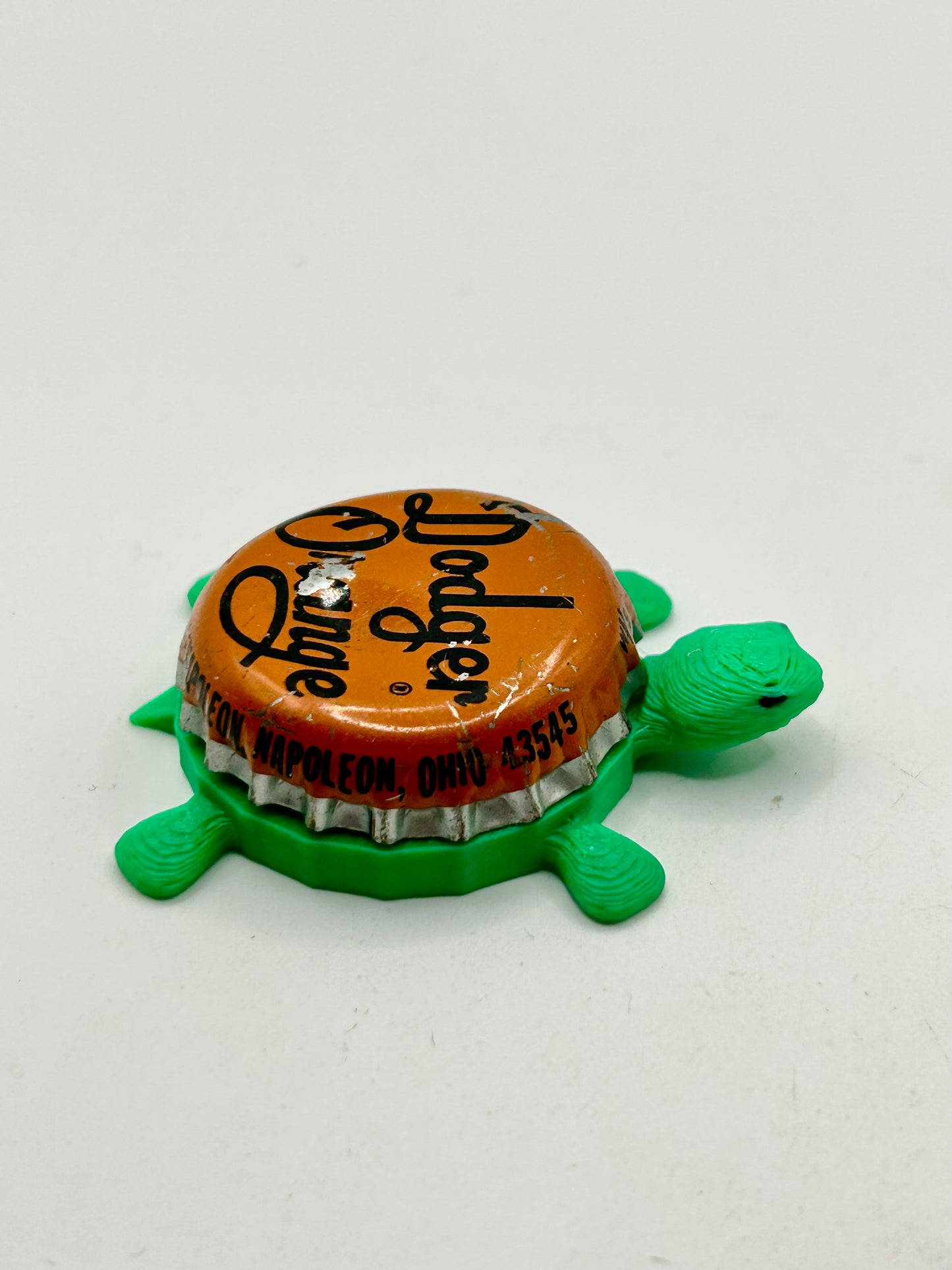 Dodger Orange Soda - Bottle Cap Magnet Turtle Shell Shocked Art