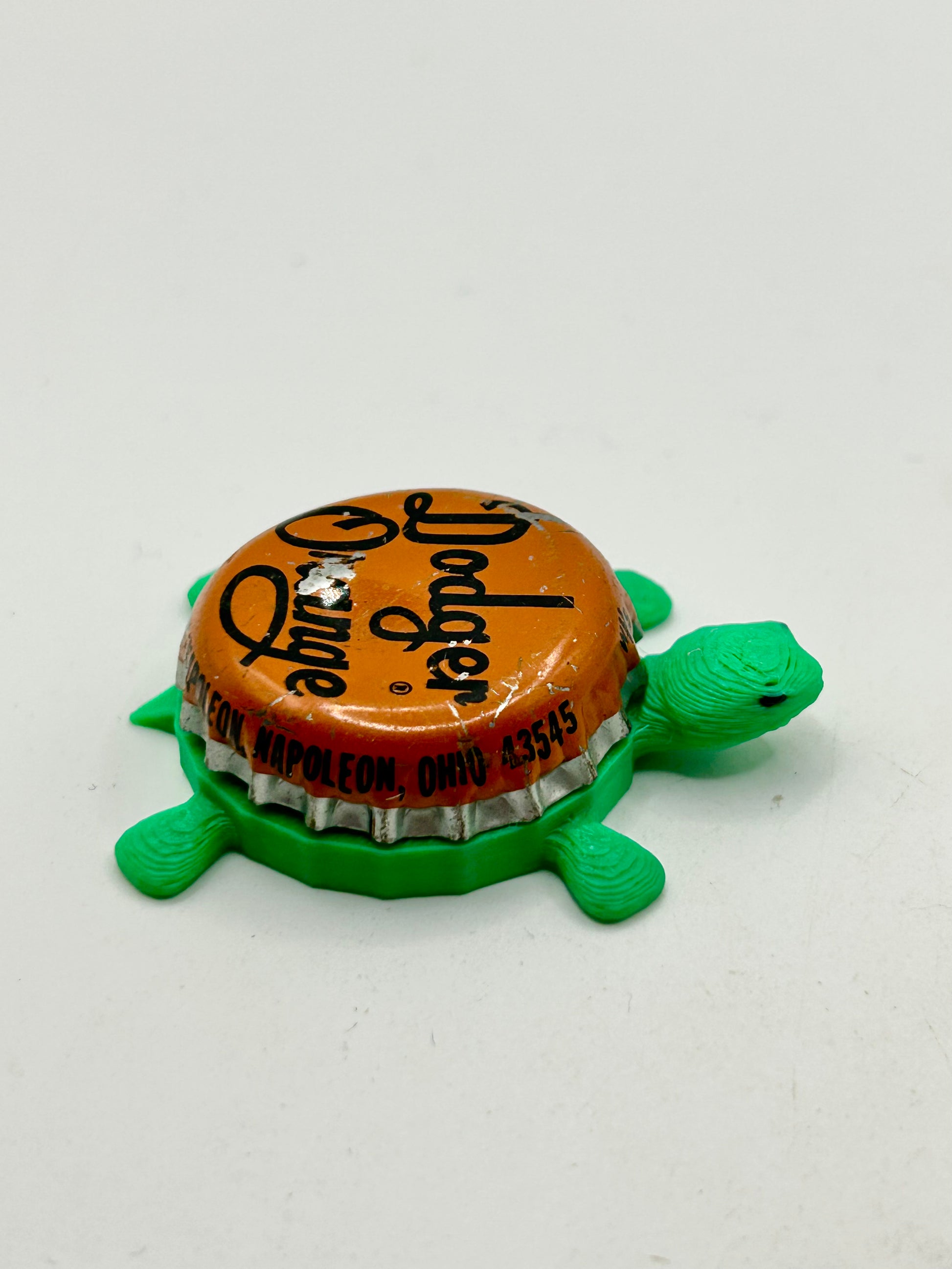 Dodger Orange Soda - Bottle Cap Magnet Turtle Shell Shocked Art