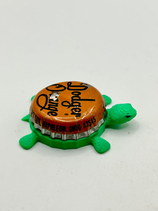 Dodger Orange Soda - Bottle Cap Magnet Turtle Shell Shocked Art