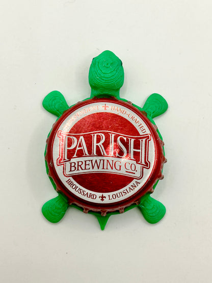 Parish Brewing - Bottle Cap Magnet Turtle Shell Shocked Art
