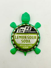Tiny Tim Lemon Soda - Bottle Cap Magnet Turtle Shell Shocked Art