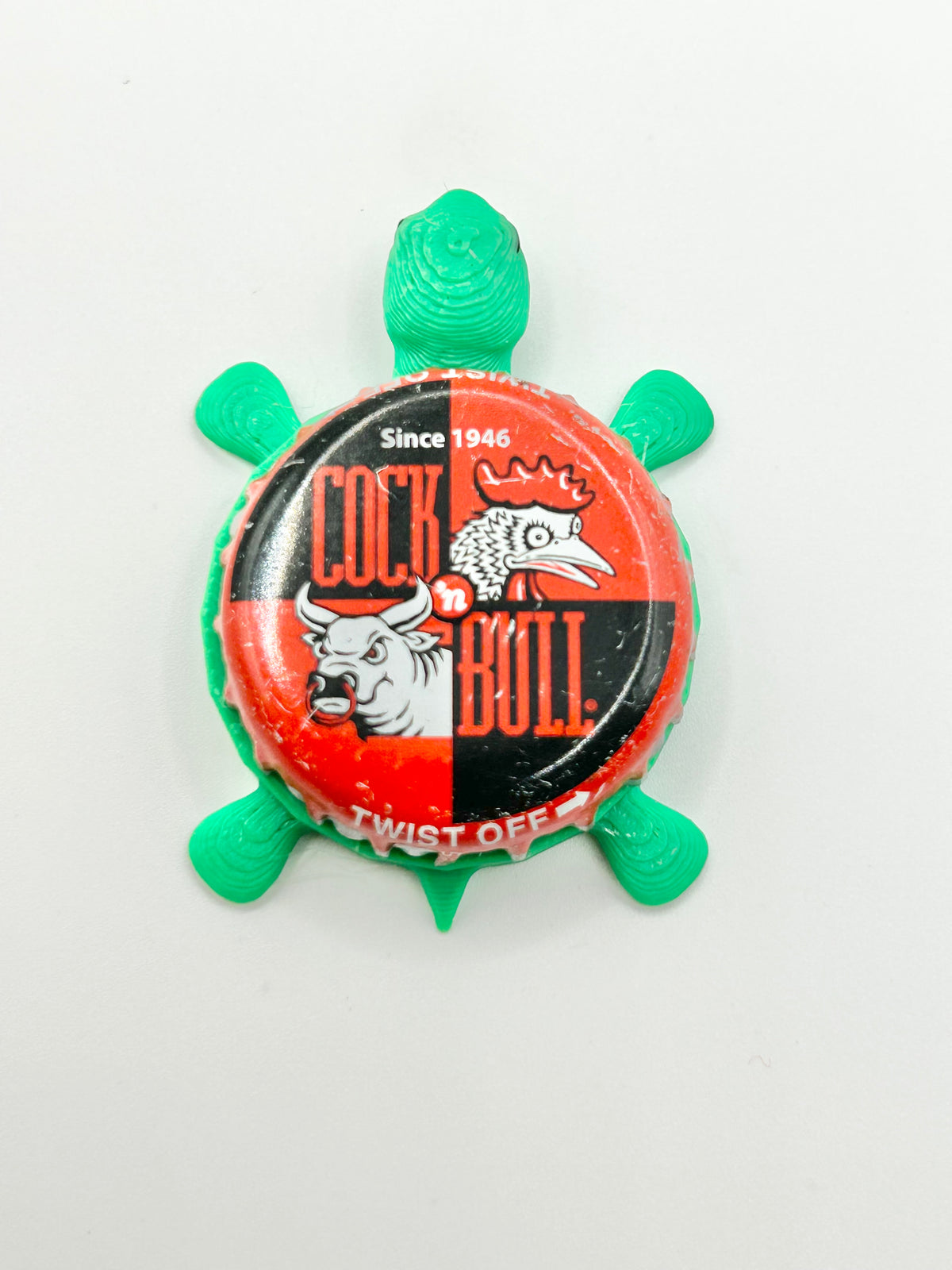 Cock and Bull - Bottle Cap Magnet Turtle — Shell Shocked Art