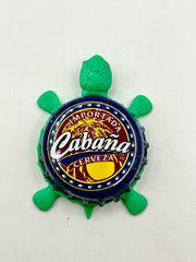 Cabana Cerveza - Bottle Cap Magnet Turtle Shell Shocked Art