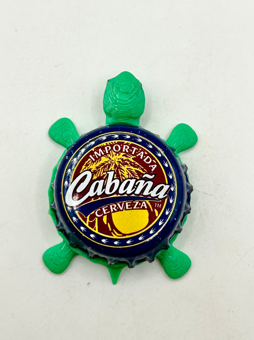 Cabana Cerveza - Bottle Cap Magnet Turtle Shell Shocked Art