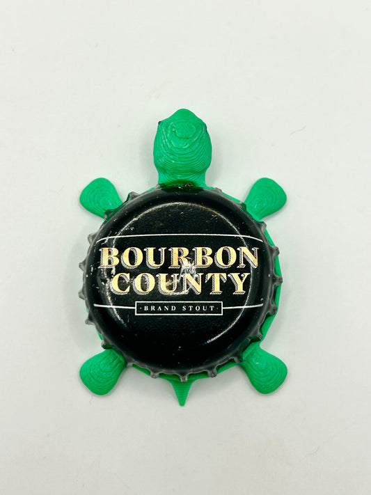 Bourbon County (Gold Text) - Bottle Cap Magnet Turtle
