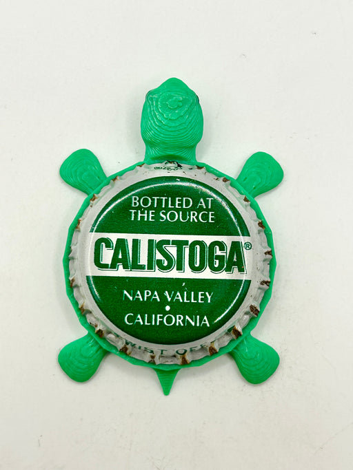 Calistoga (Green) - Bottle Cap Magnet Turtle Shell Shocked Art