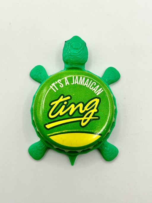 It’s A Jamaican Ting - Bottle Cap Magnet Turtle Shell Shocked Art