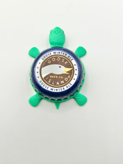 Goose Island Goose Winter Ale - Bottle Cap Magnet Turtle Shell Shocked Art
