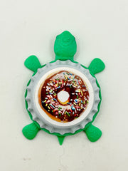 Chocolate Sprinkle Donut - Bottle Cap Magnet Turtle (Copy) Shell Shocked Art