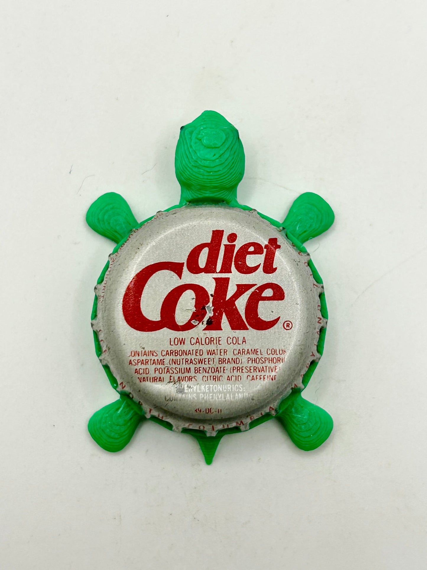 Diet Coke (Vintage, Italic) - Bottle Cap Magnet Turtle Shell Shocked Art