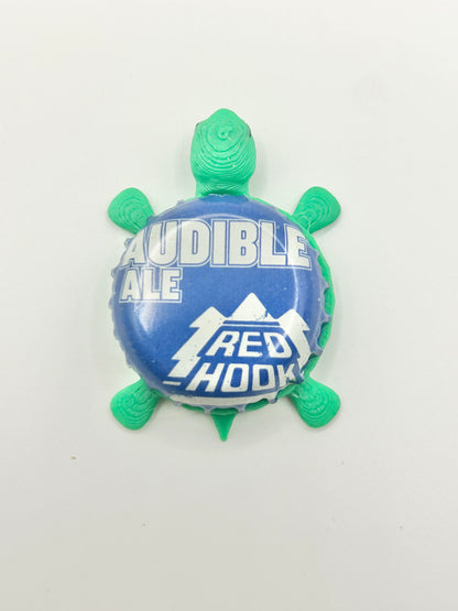 Red Hook Audible Ale (Blue) - Bottle Cap Magnet Turtle Shell Shocked Art