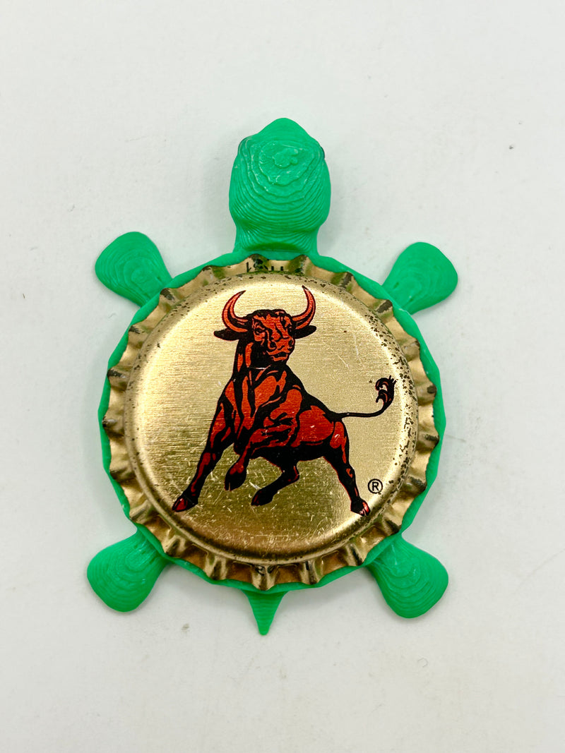 Stroh’s Beer (Red Bull) - Bottle Cap Magnet Turtle Shell Shocked Art