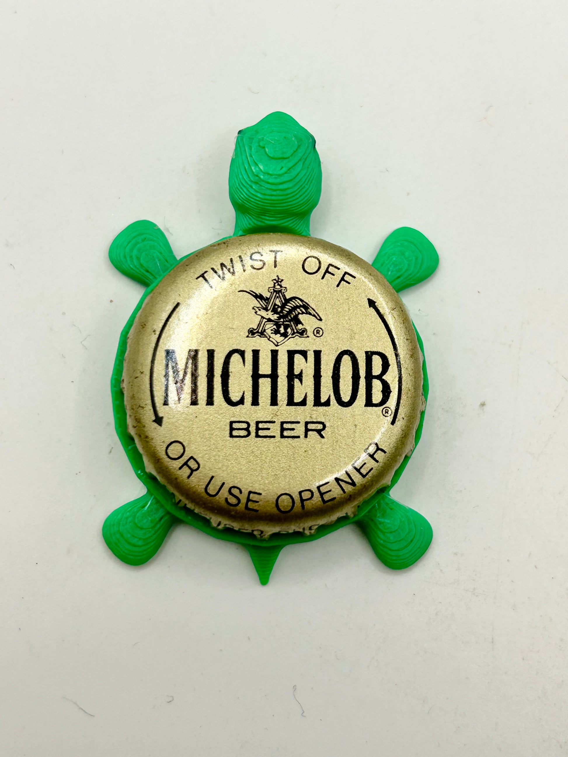 Michelob Beer - Bottle Cap Magnet Turtle Shell Shocked Art