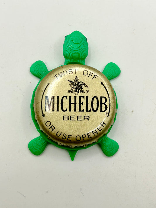 Michelob Beer - Bottle Cap Magnet Turtle Shell Shocked Art