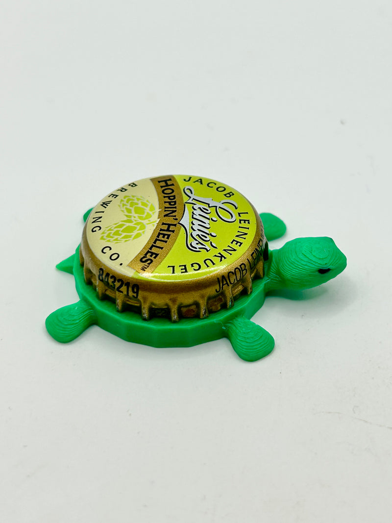 Leinenkugel's Hoppin’ Helles - Bottle Cap Magnet Turtle Shell Shocked Art