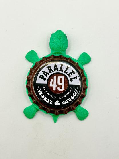 Parallel 49 Brewing (Brown) - Bottle Cap Magnet Turtle Shell Shocked Art