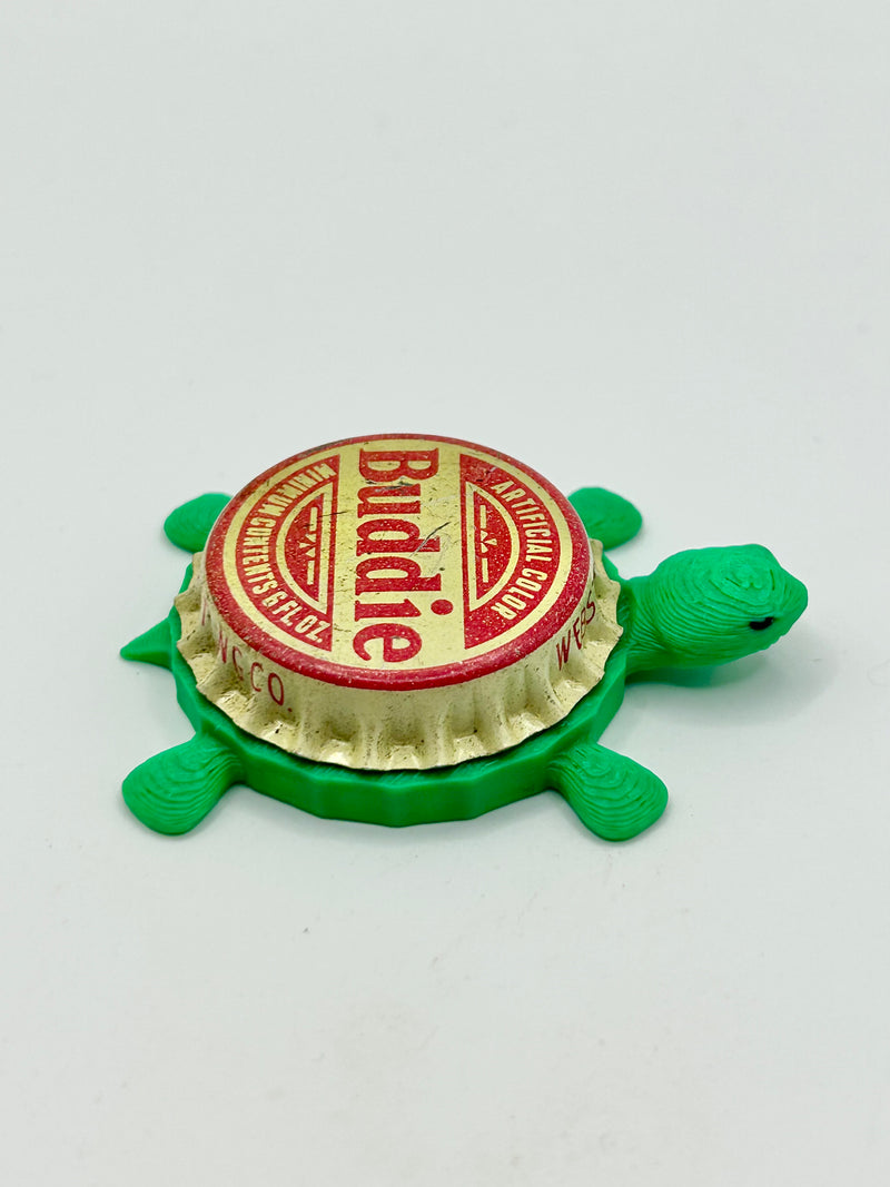 Buddie Soda (Vintage) - Bottle Cap Magnet Turtle Shell Shocked Art