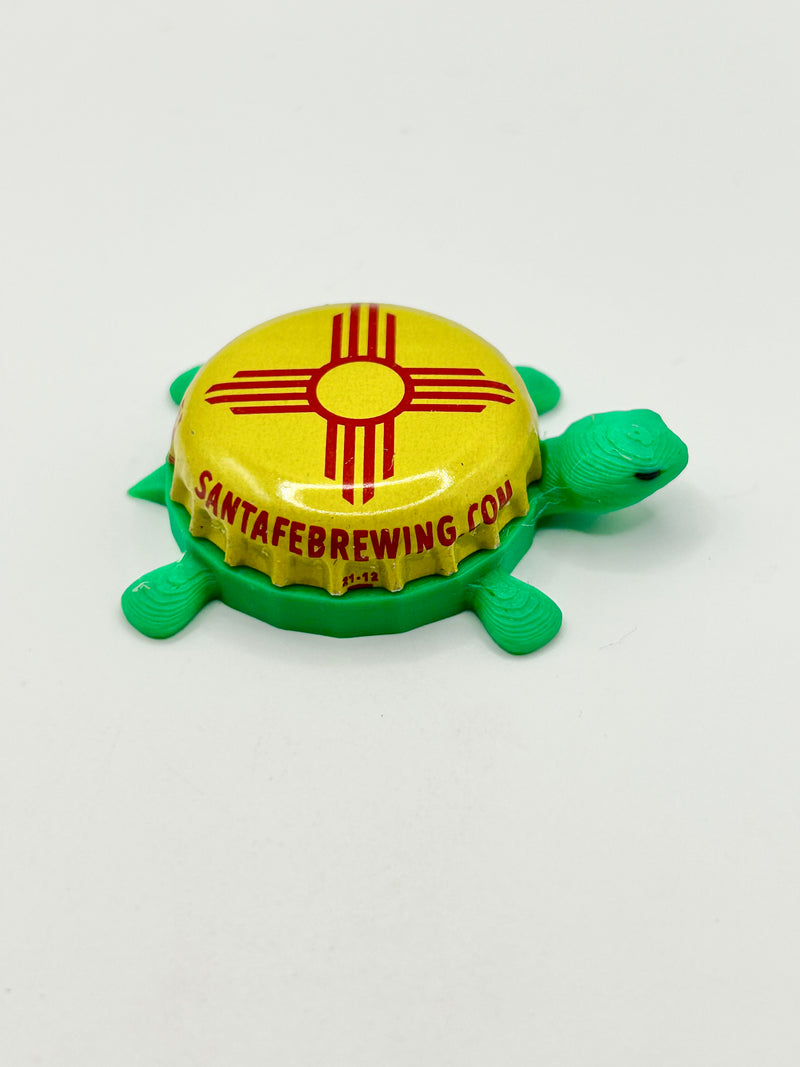 Santa Fe Brewing - Bottle Cap Magnet Turtle Shell Shocked Art