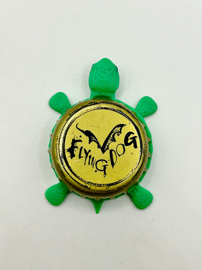 Flying Dog (Gold) - Bottle Cap Magnet Turtle Shell Shocked Art