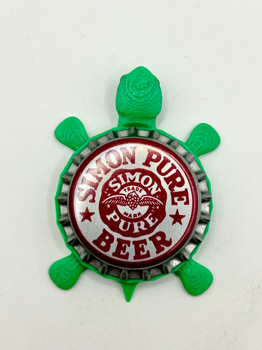 Simon Pure Beer (Red) - Bottle Cap Magnet Turtle Shell Shocked Art