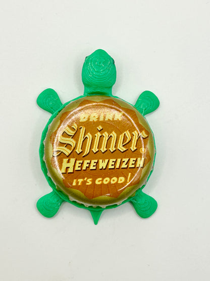 Shiner Hefeweizen - Bottle Cap Magnet Turtle Shell Shocked Art