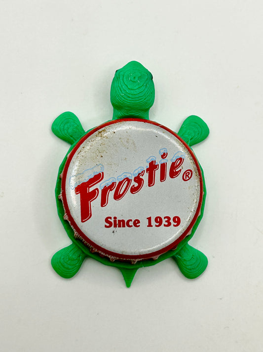 Frostie Root Beer Soda (Vintage, White) - Bottle Cap Magnet Turtle Shell Shocked Art