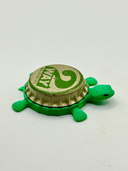 2 Way Soda (Green) - Bottle Cap Magnet Turtle Shell Shocked Art
