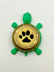 Black Dog Ales - Bottle Cap Magnet Turtle Shell Shocked Art
