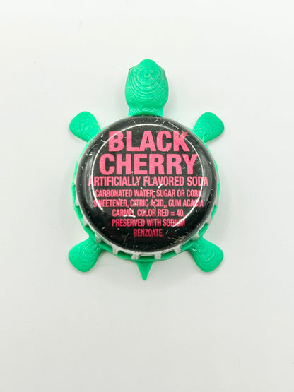 Black Cherry Soda - Bottle Cap Magnet Turtle Shell Shocked Art
