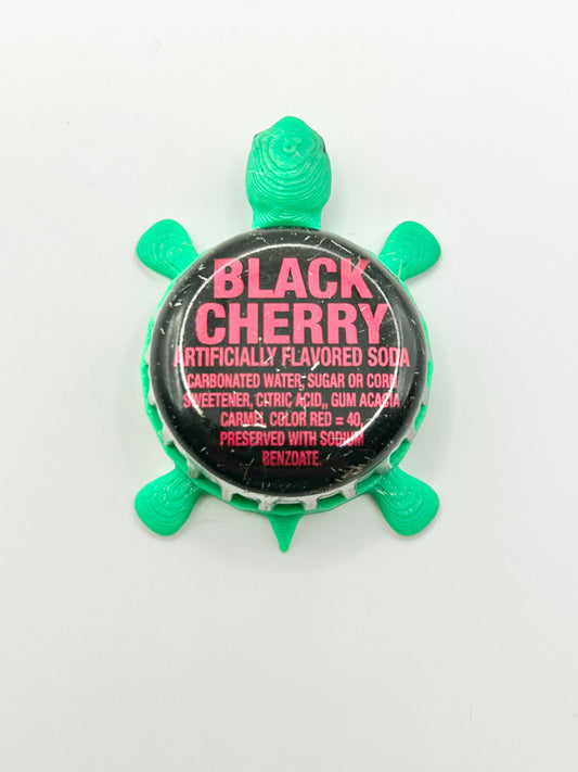 Black Cherry Soda - Bottle Cap Magnet Turtle