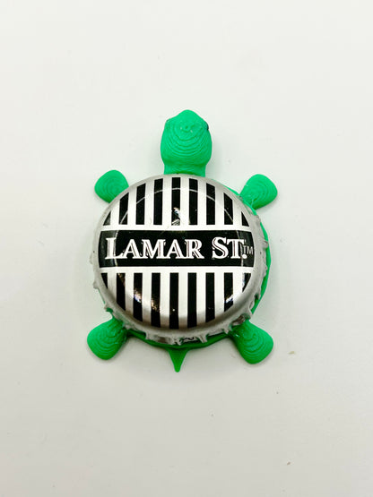 Lamar St - Bottle Cap Magnet Turtle Shell Shocked Art