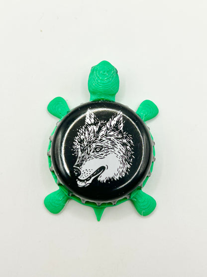 Wild Wolf Brewing - Bottle Cap Magnet Turtle Shell Shocked Art