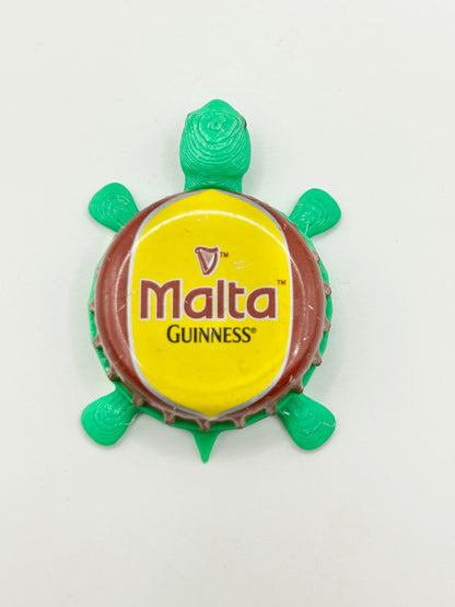 Guinness Malta - Bottle Cap Magnet Turtle Shell Shocked Art