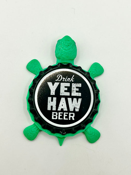 Yee Haw Beer - Bottle Cap Magnet Turtle