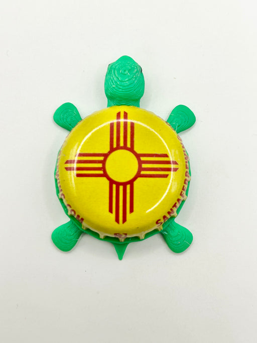 Santa Fe Brewing - Bottle Cap Magnet Turtle Shell Shocked Art