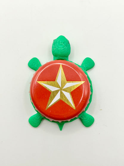 Lone Star Beer (Red) - Bottle Cap Magnet Turtle Shell Shocked Art