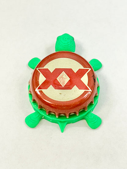 Dos Equis (Red Border) - Bottle Cap Magnet Turtle Shell Shocked Art