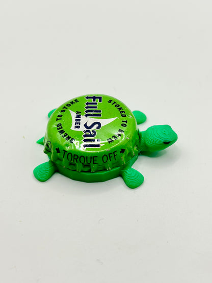 Full Sail Amber (Green) - Bottle Cap Magnet Turtle Shell Shocked Art