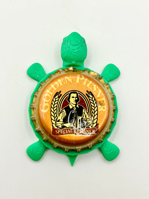 Sam Adams Golden Pilsner (Vintage) - Bottle Cap Magnet Turtle Shell Shocked Art