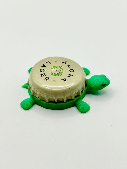 Aloha Lager - Bottle Cap Magnet Turtle Shell Shocked Art