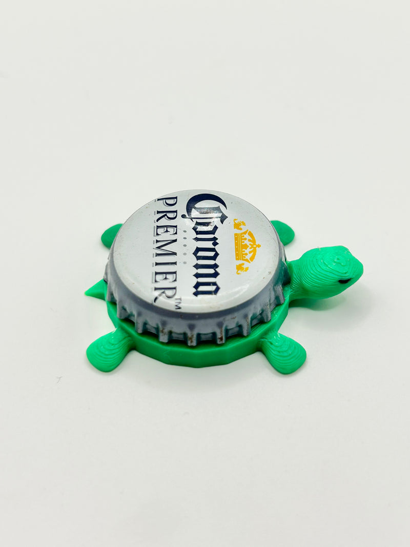 Corona Premier - Bottle Cap Magnet Turtle Shell Shocked Art