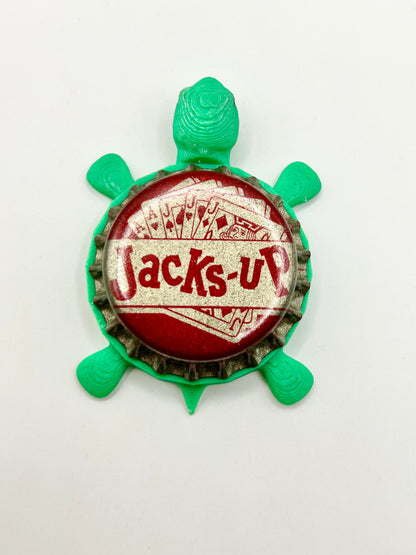 Jacks Up (Vintage) - Bottle Cap Magnet Turtle Shell Shocked Art